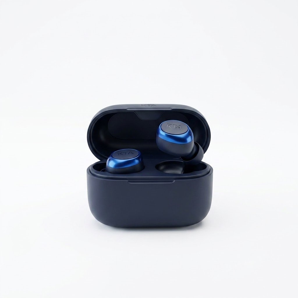 blue (2) KTA True Wireless Bluetooth Earbuds with Charging Case - Metallic Blue & Midnight Navy - Image 1